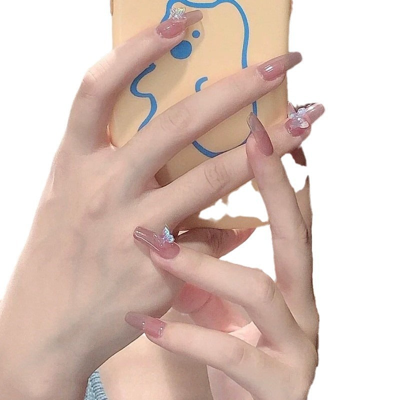 Detachable Fake Nail Stickers with Glue - Short Love & Cat's Paw Design