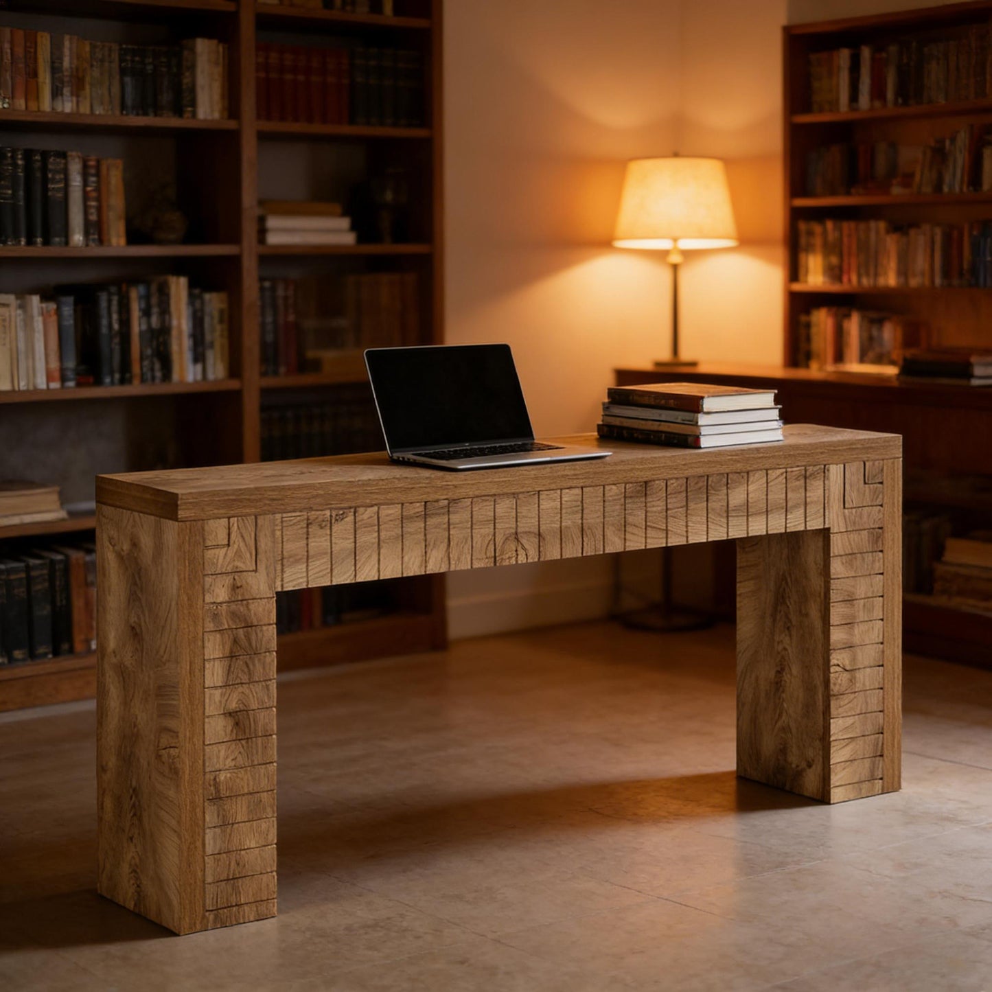 Farmhouse Console Table - Rustic Sofa Table with Engraved Design