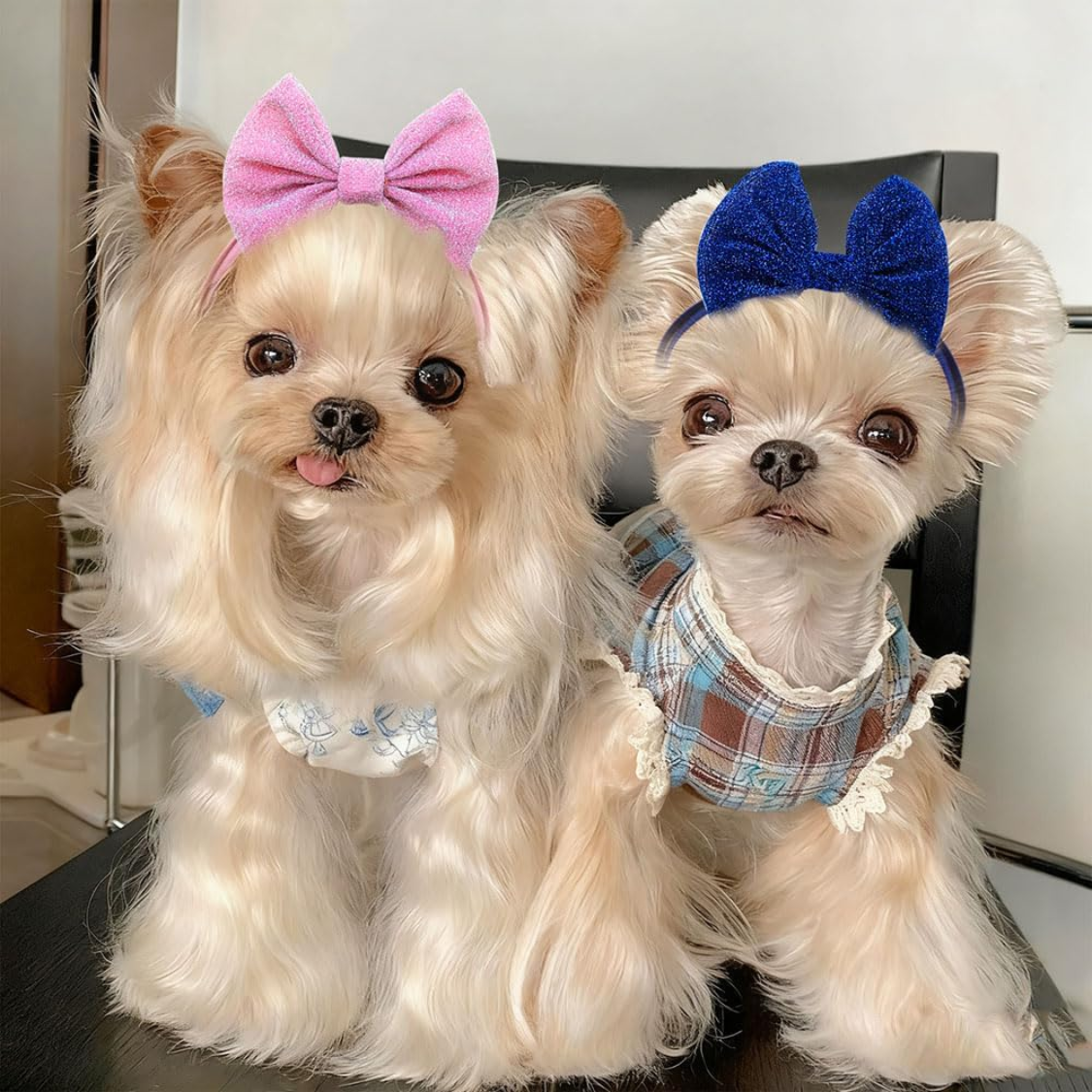 Dog Hair Bow Headbands Set - Adjustable Pet Hair Accessories for Small & Medium Dogs