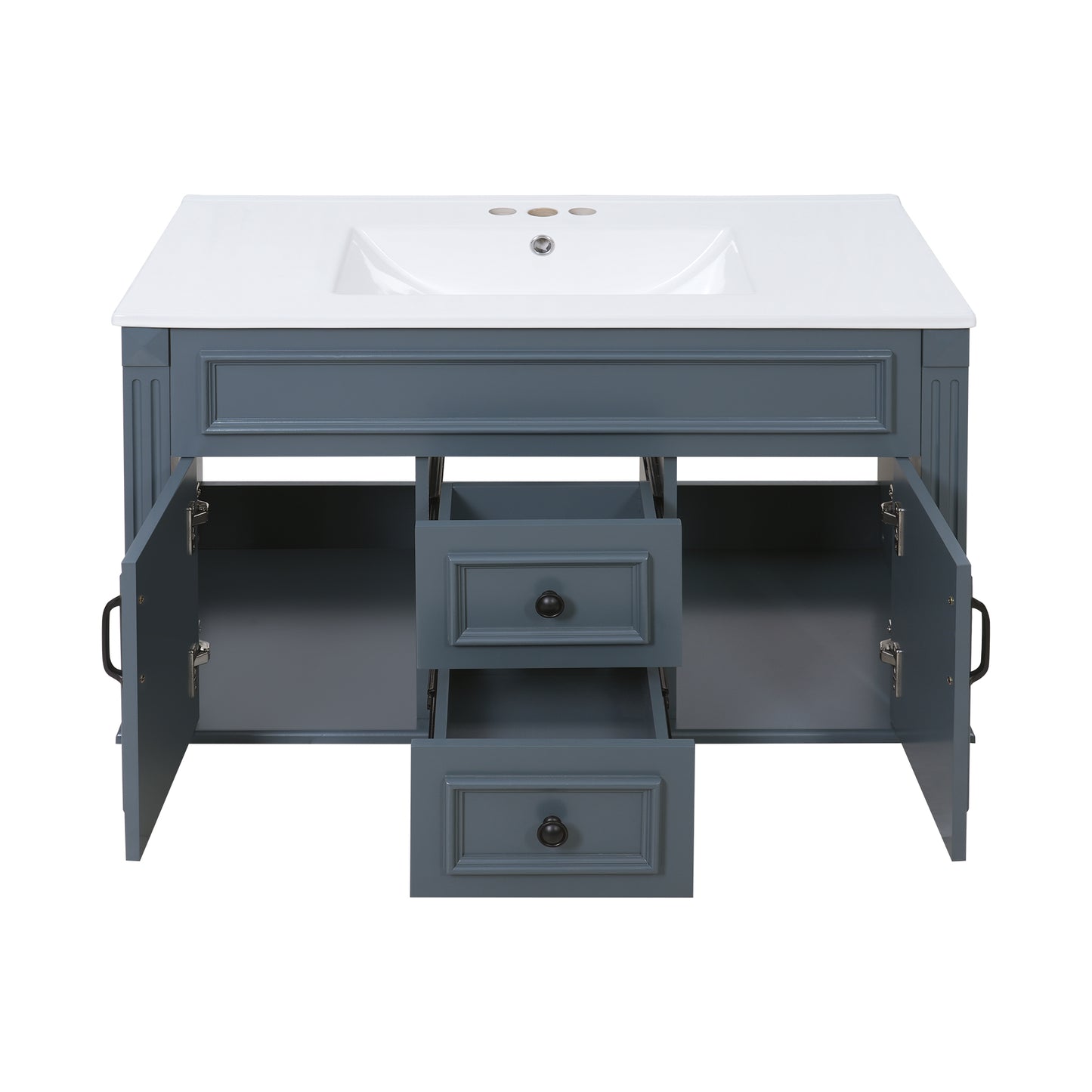 36-Inch Wall Mounted Bathroom Vanity with Ceramic Sink - Blue