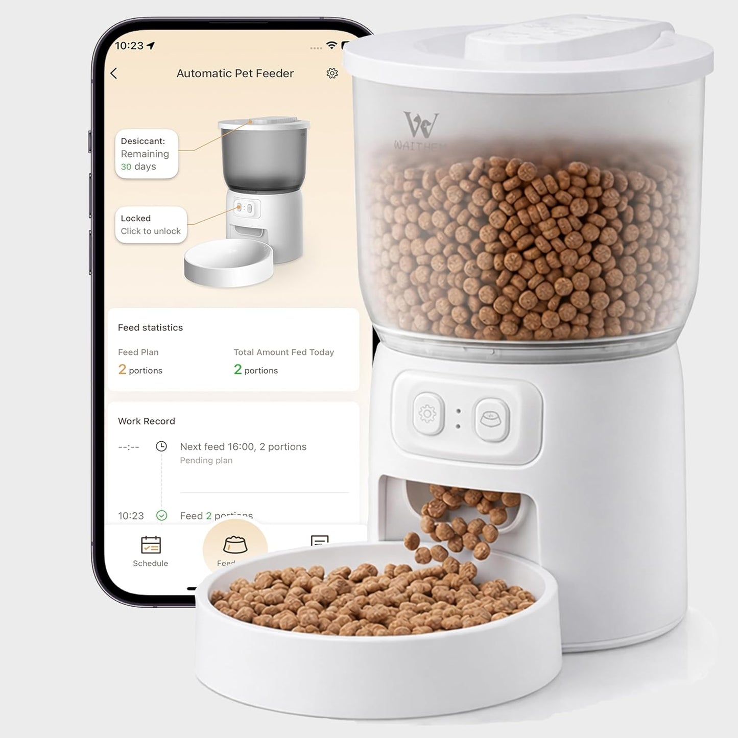 Wi-Fi Automatic Cat & Small Dog Food Dispenser - Programmable Portion Control