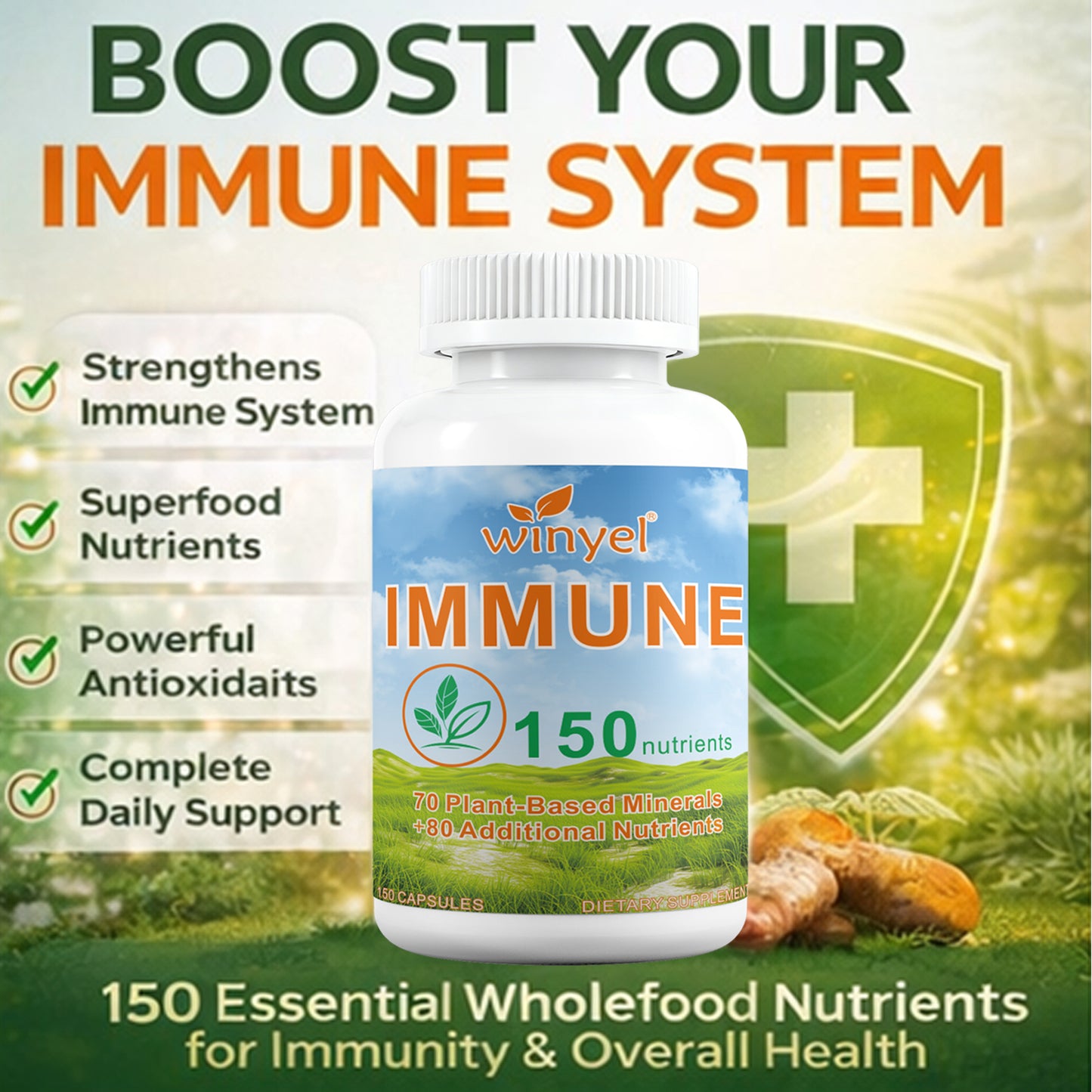 Immune Support Multivitamin Capsules - 150 Count Daily Supplement