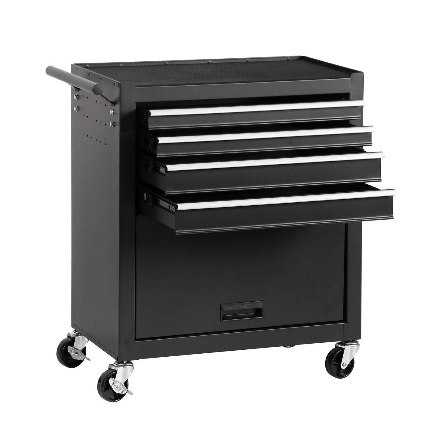 4-Drawer Rolling Toolbox with 4-Wheel Steel Storage Cart, Black