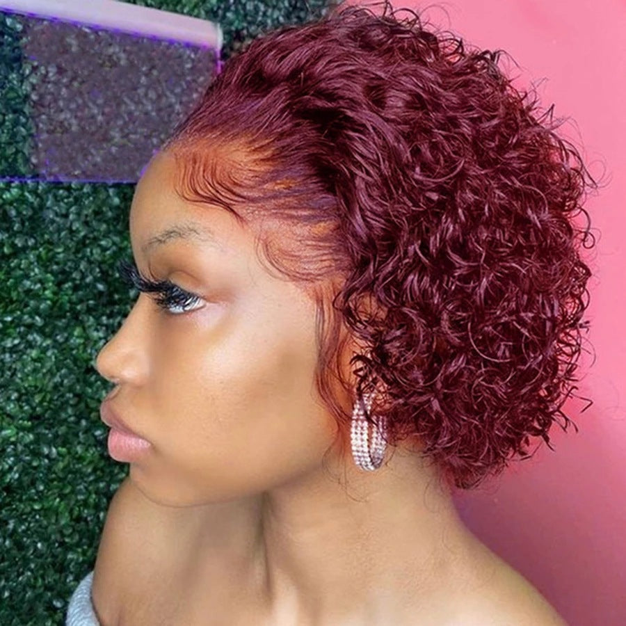 Wine Red Curly Synthetic Wig for Ladies - Short Exotic Hair Extension