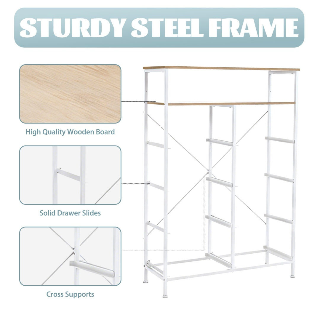 Light Grey Wooden Storage Unit with 8 Shelves and Drawers