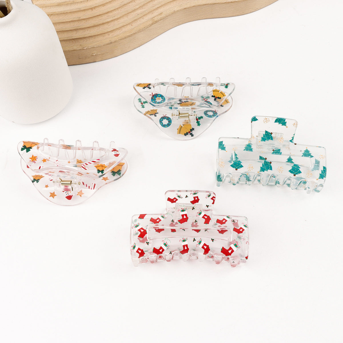 Festive Hair Clip - Christmas Patterned Shark Design
