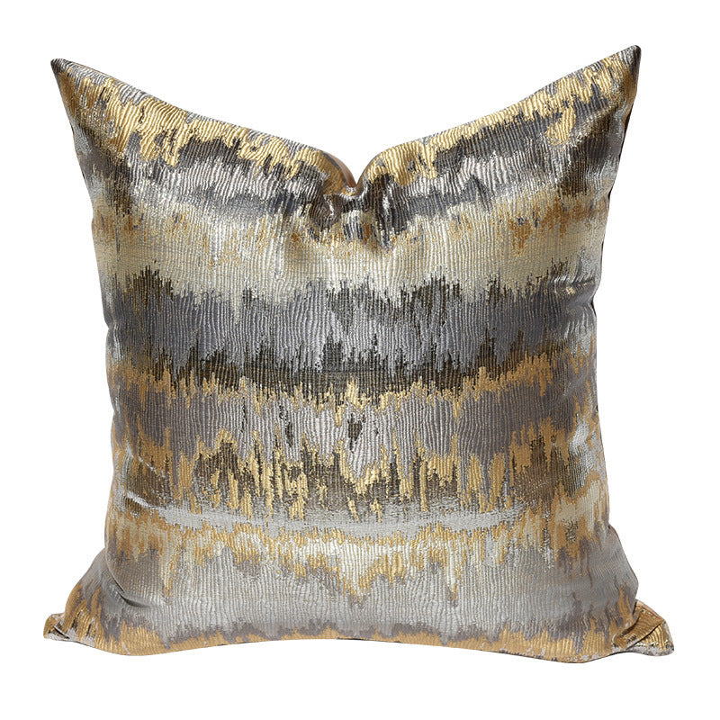 Luxurious Gray Gold Striped Pillow Cover - Modern Home Decor Cushion