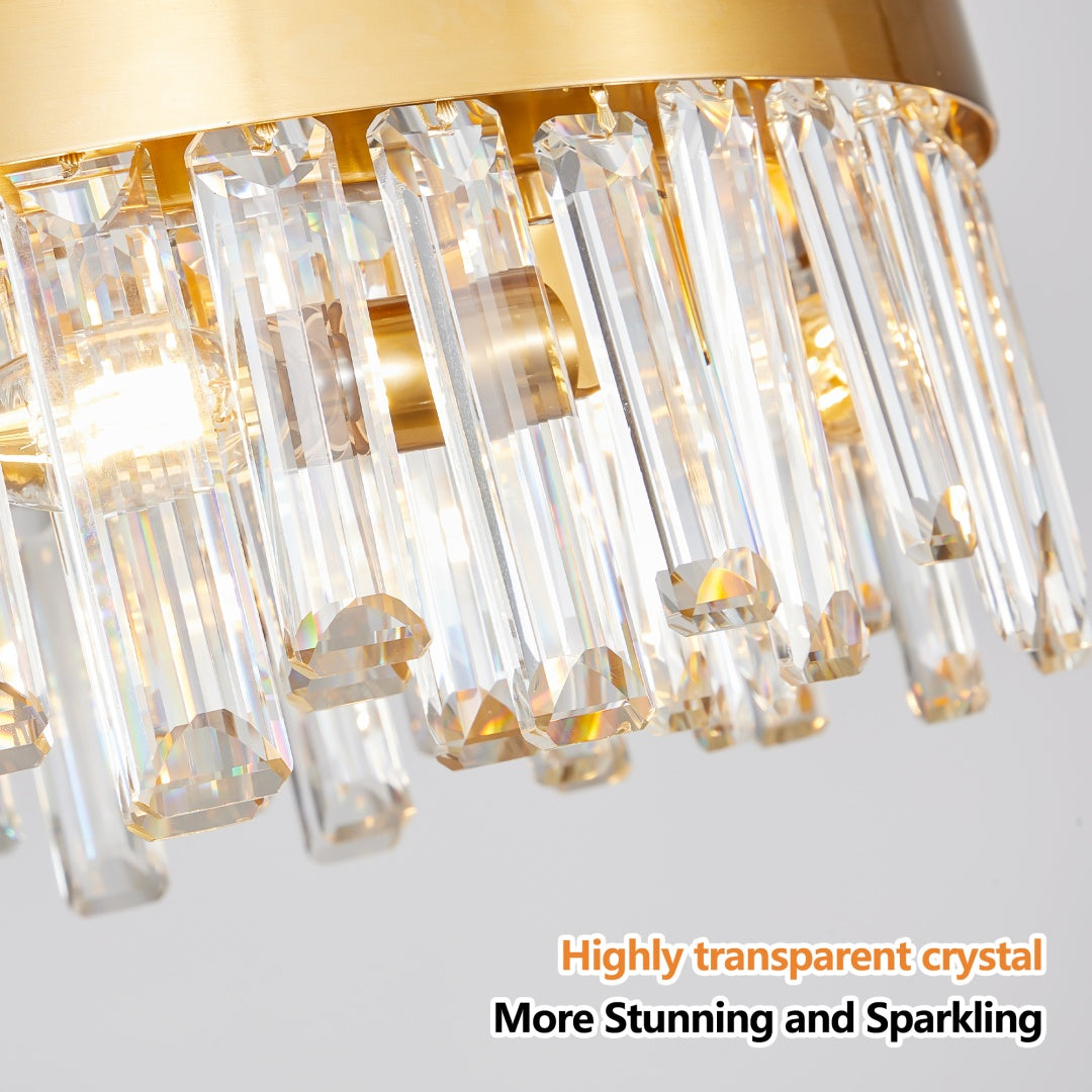 Modern Crystal Chandelier - Elegant LED Lighting for Living Room