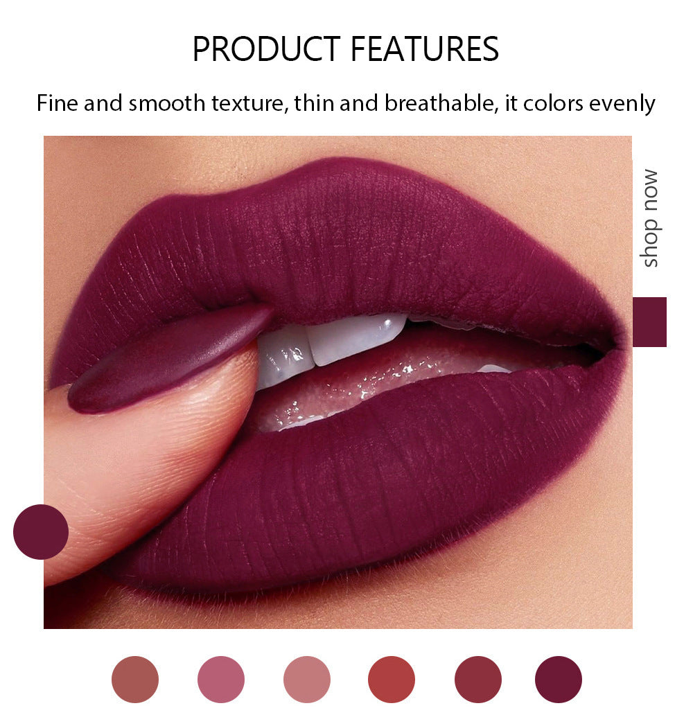 Waterproof Nude Matte Lipstick Set - Durable, 6 Colors for Lip Makeup