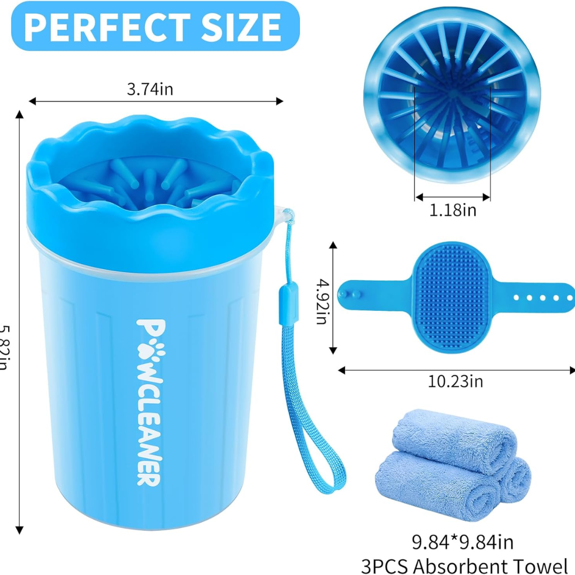 Pet Paw Cleaner Set for Dogs & Cats - Includes Paw Washer Towels & Toothbrushes