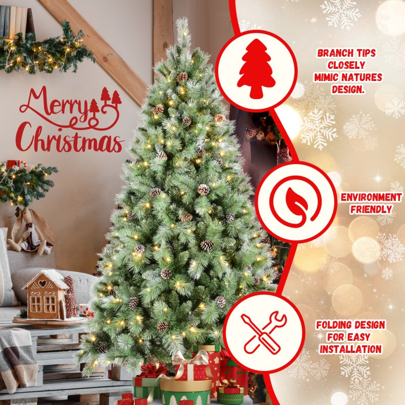 PVC Christmas Tree - Mixed Needle Design with Pine Cones