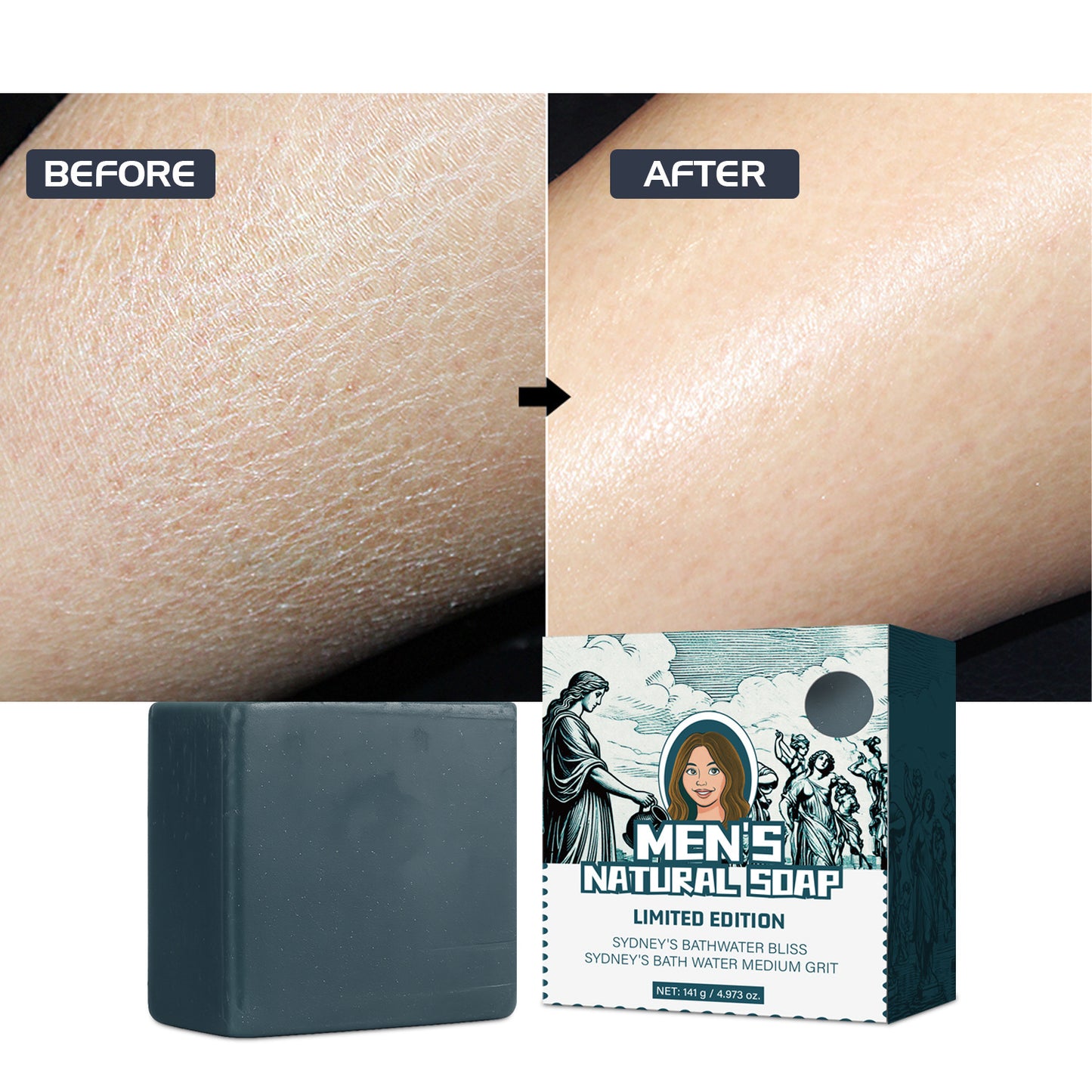 Men's Natural Bar Soap with Fragrance 141g Face & Body Wash