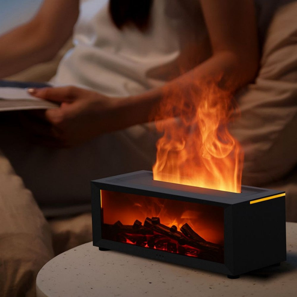 Home Aromatherapy Fireplace Simulation Flame Machine - Black