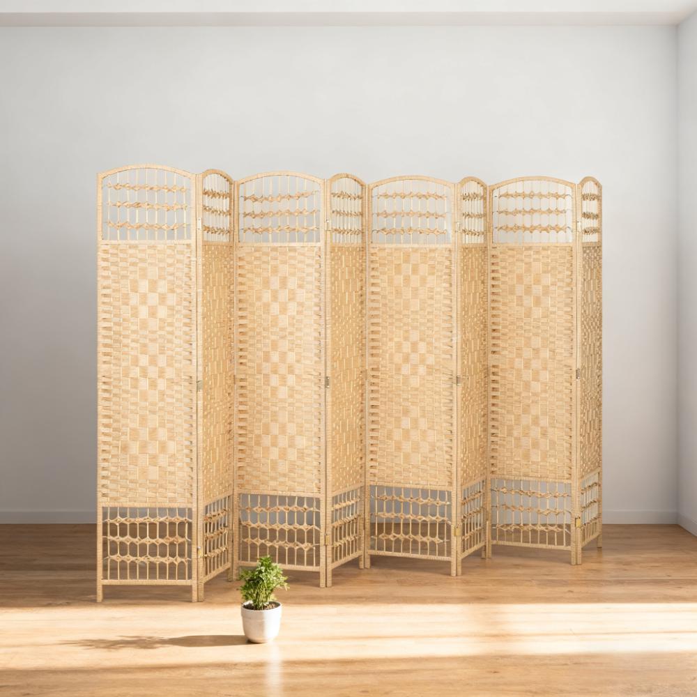 8 Panel Folding Room Divider Privacy Screen - Natural