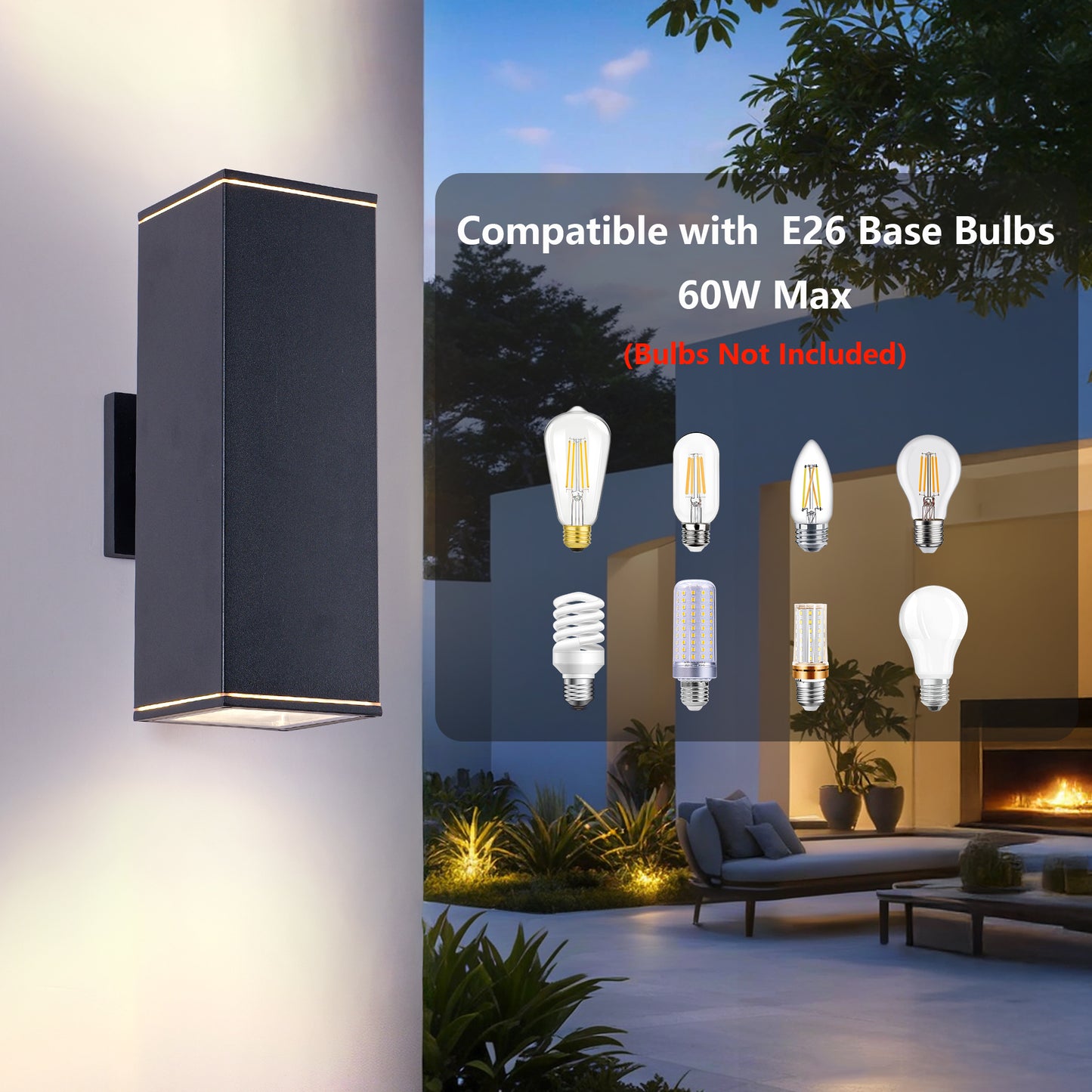 12in Modern Outdoor Wall Lights 4 Pack - Up & Down Porch Lighting Aluminum Waterproof Fixture
