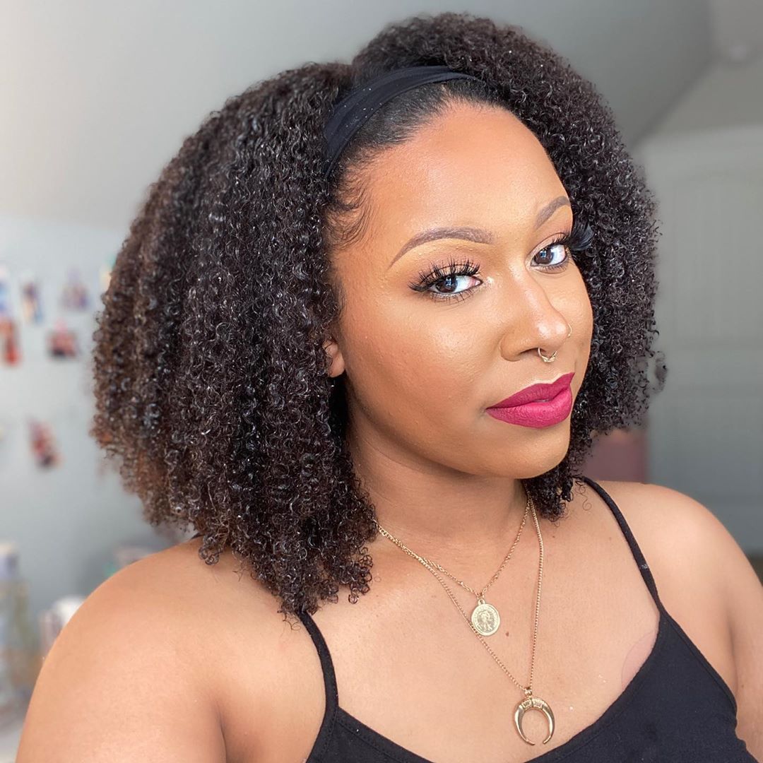 Black Curly Afro Wig with Hand Curl Tubing - Fluffy Short Style for Hair & Beauty