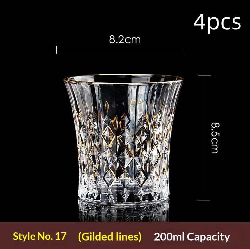 Large Gold-Trimmed Gin Crystal Glass - Vintage Drinkware for Bar & Kitchen