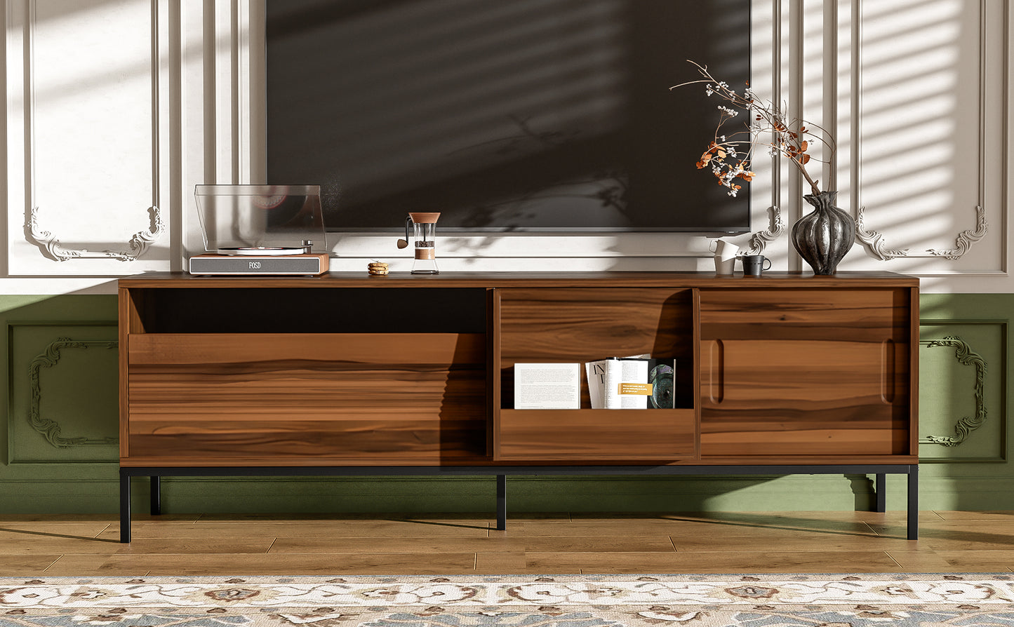 Modern TV Stand for 75-Inch TVs with Storage & Sliding Doors