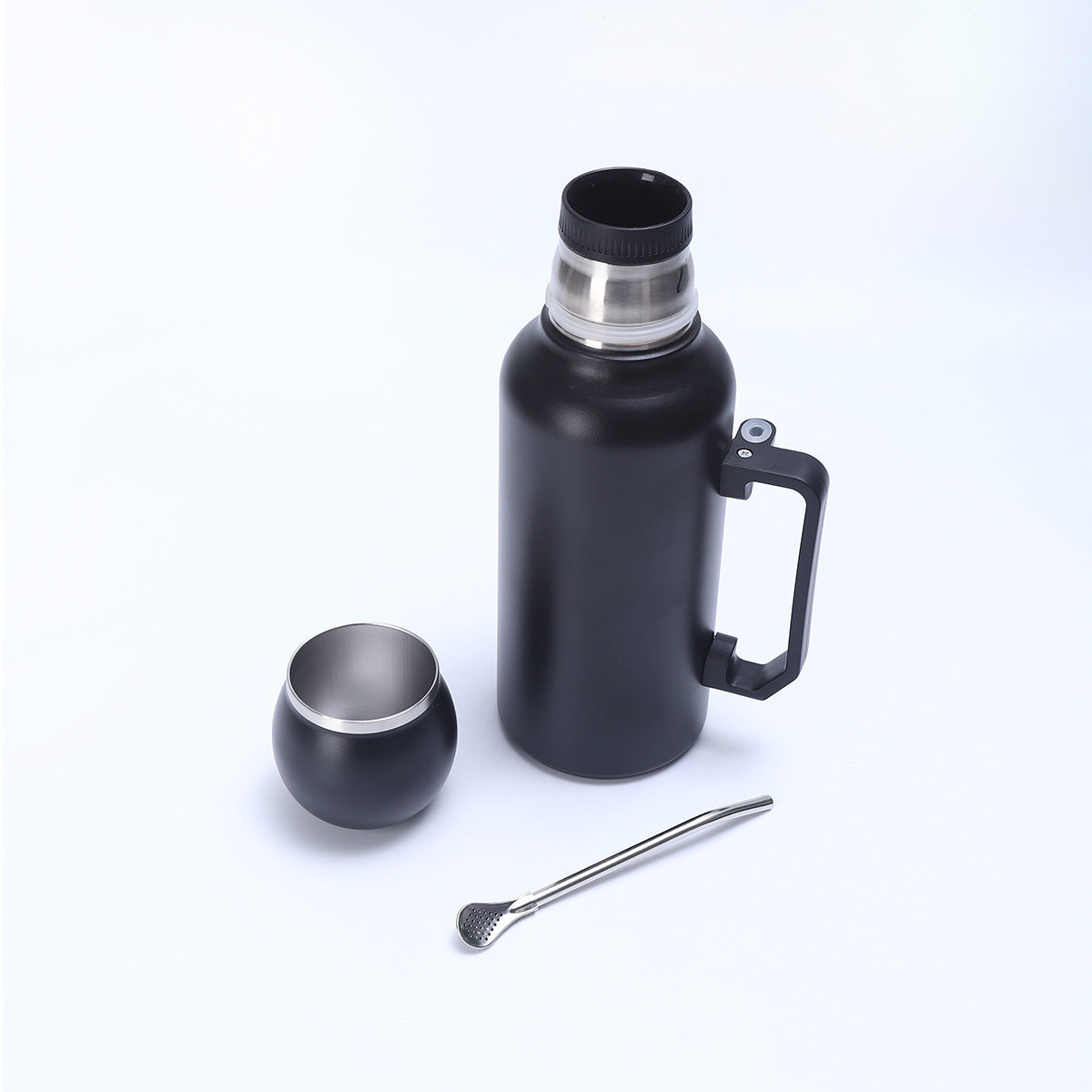 1300ML Stainless Steel Vacuum Cup with Stirring Straw & Handle - Modern Sporty Design