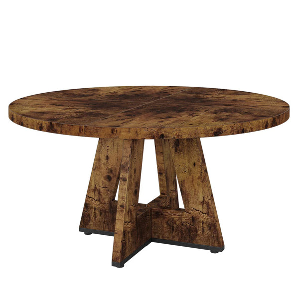 Farmhouse Dining Table - Rustic Round Design for 4 People