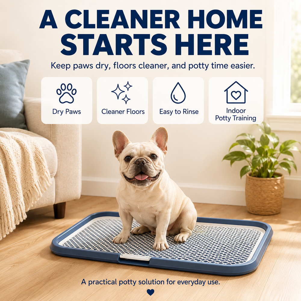 Indoor Dog Potty Tray with Removable Mesh Grid Leak-Proof Puppy Training Toilet