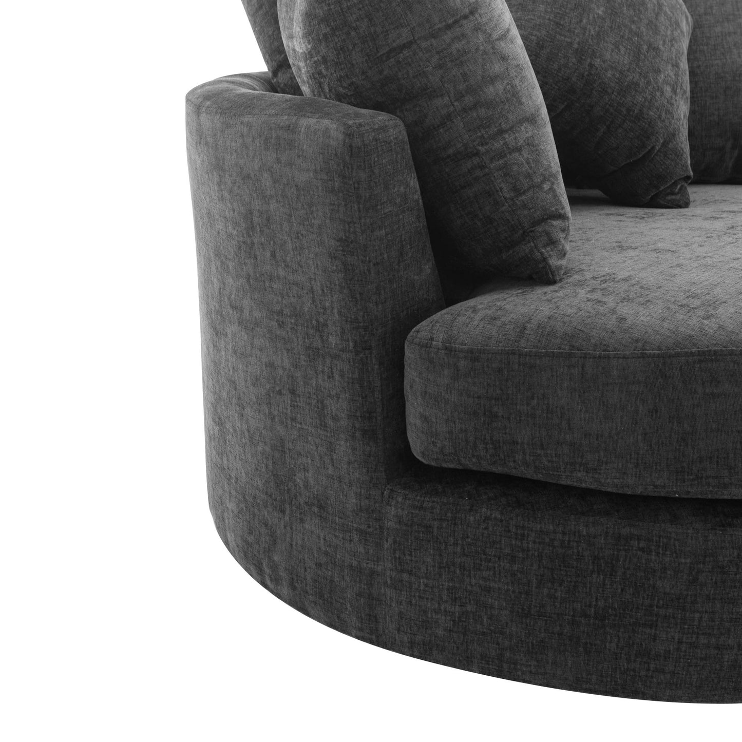 360° Swivel Accent Barrel Chair with Storage Ottoman & 4 Pillows - Gray
