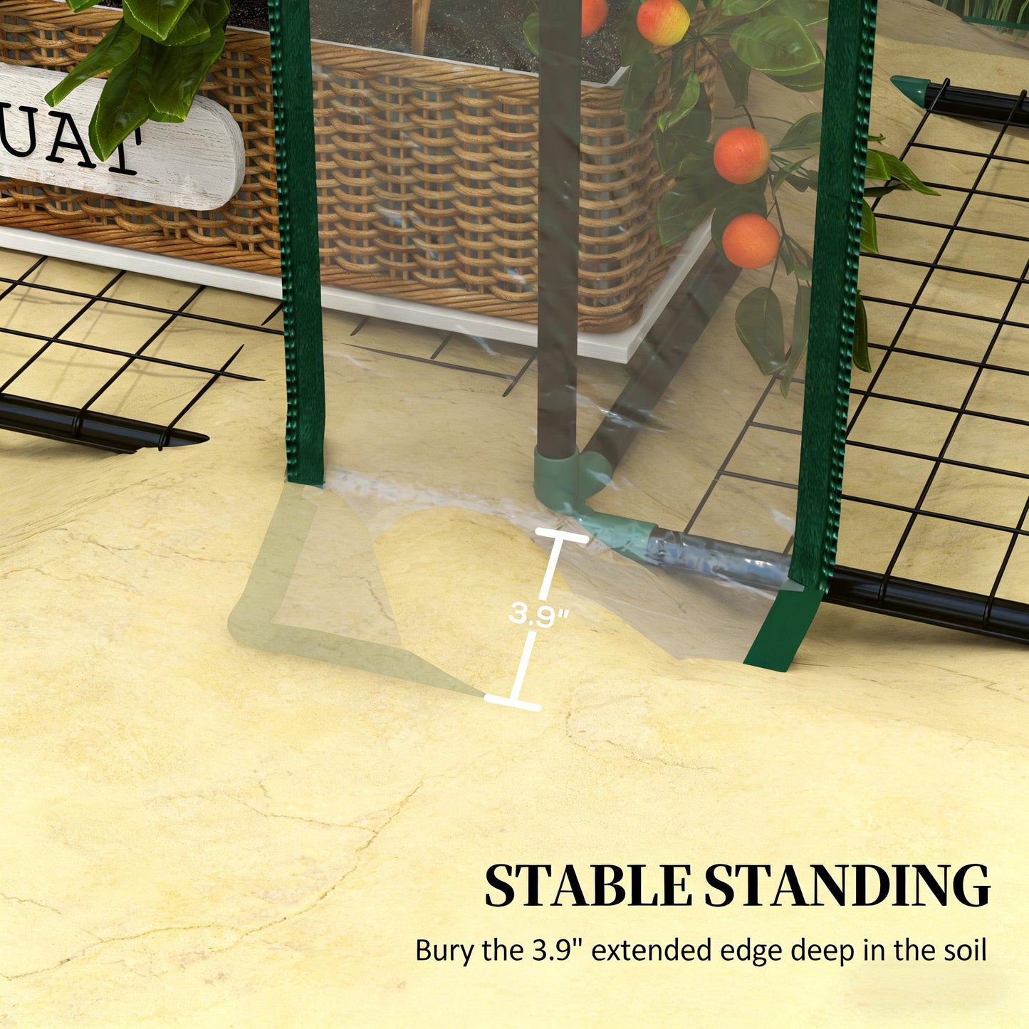 Clear Lean-To Greenhouse with Three-Tier Shelves