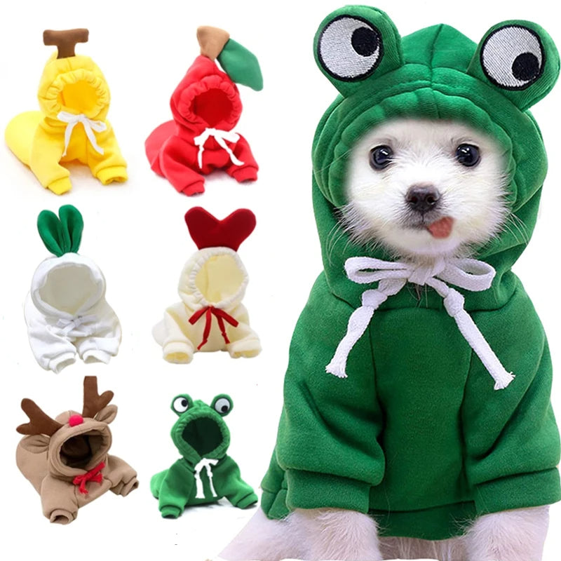 Cute Fruit Dog Hoodie for Small Dogs Winter Warm Fleece Pet Sweater