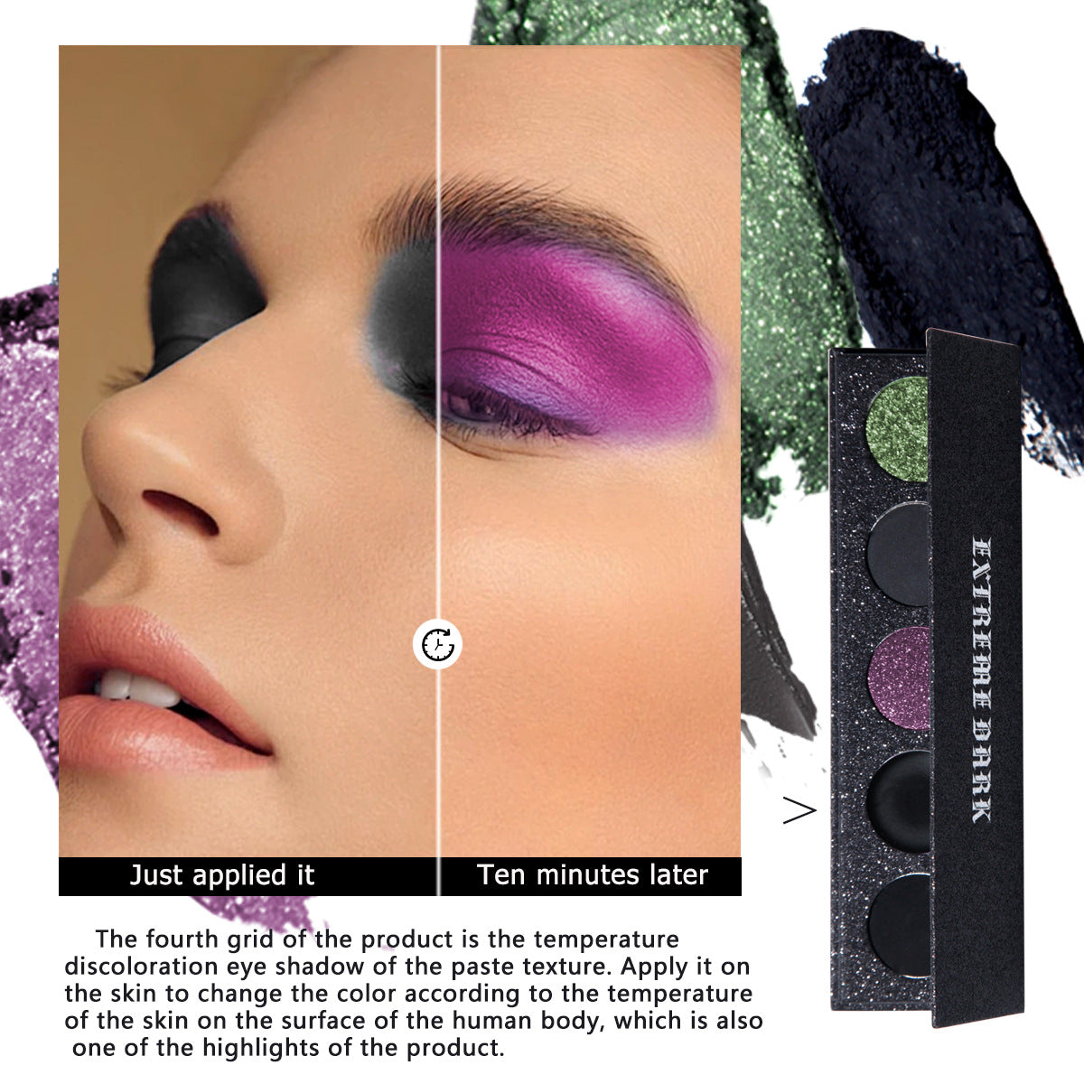 Long Lasting Dark Eye Shadow Palette - Smear-proof Makeup Set with 5 Deep Colors