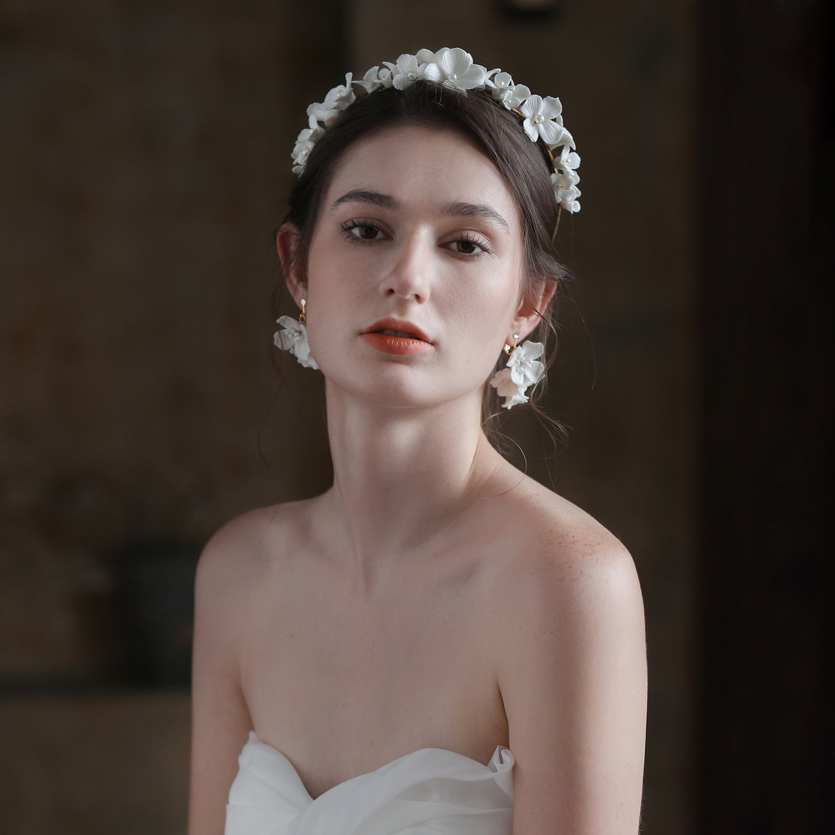 Ceramic Flower Bridal Hair Accessories Set
