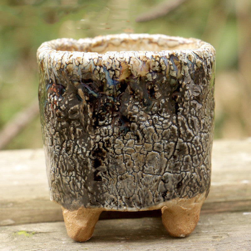 Creative Ceramic Flowerpot with Hand-Controlled Bursting Flow Glaze
