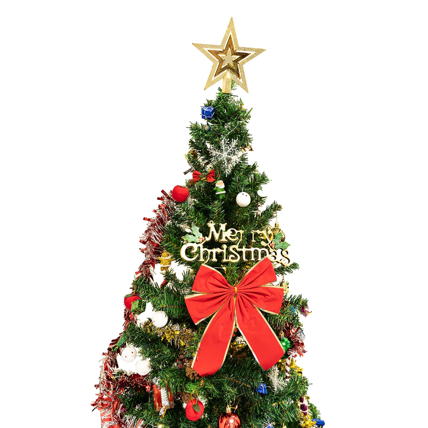 6ft Artificial Christmas Tree with LED Lights, 195 Pendants & Skirt