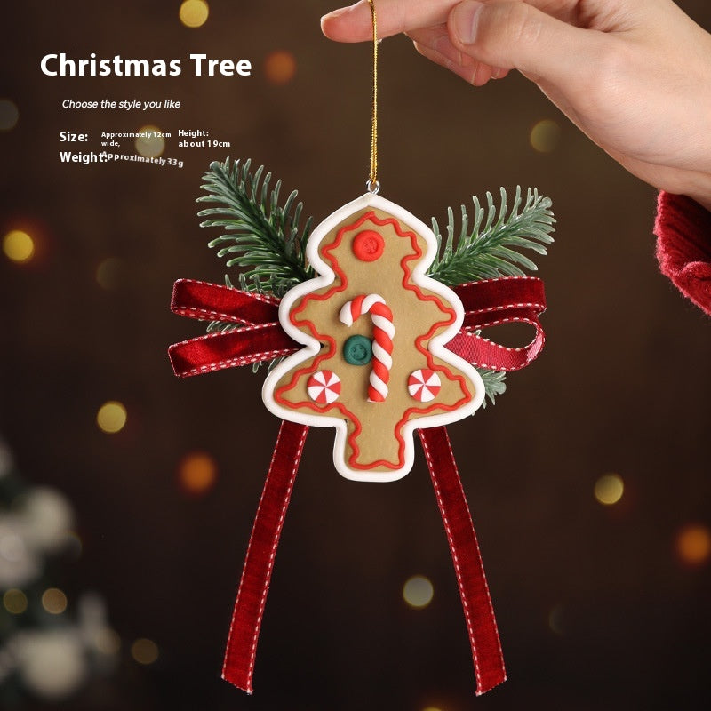 Christmas Hanging Decorations Set - Festive PVC & Plush Ornaments for Holiday Home Decor