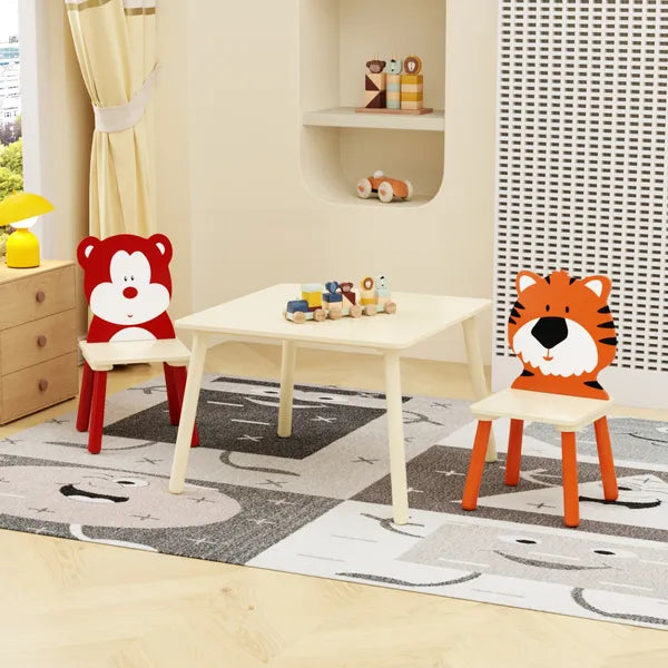 Kids Table And 2 Chairs Set, 3 Pieces Toddler Chair Wooden Activity