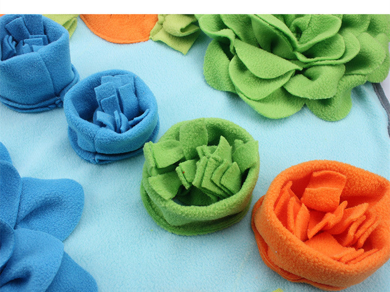Candy Color Sniffing Training Mat - Blue Fleece Pet Training Aid