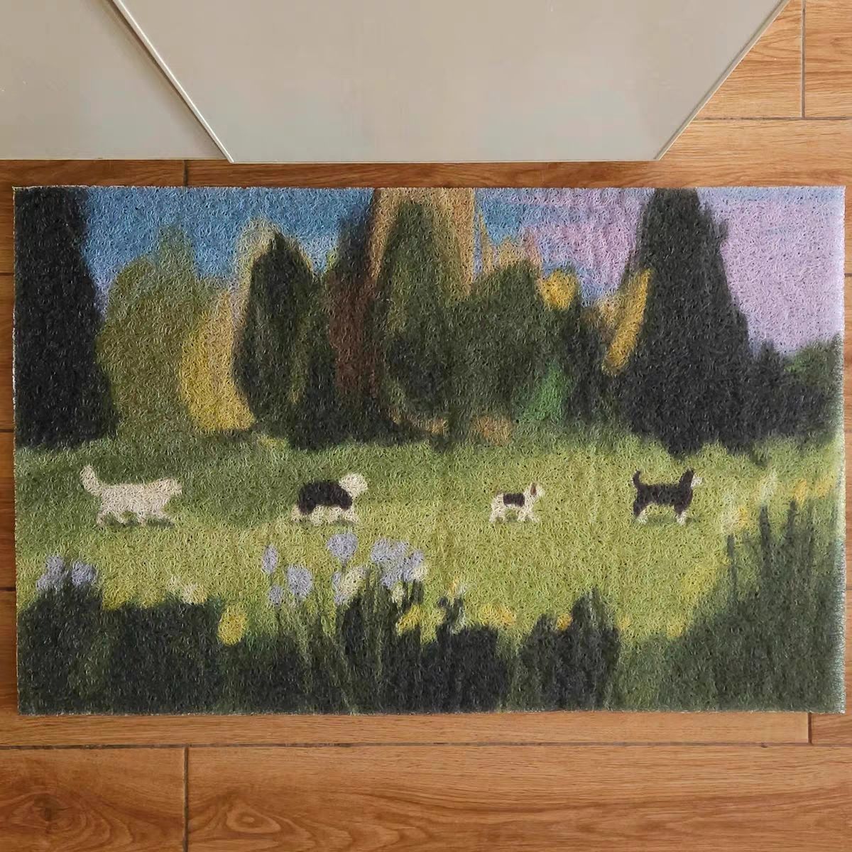 Non-slip Door Mat with Wire Edge - Modern Hallway Rug in Green 40x60cm-80x120cm