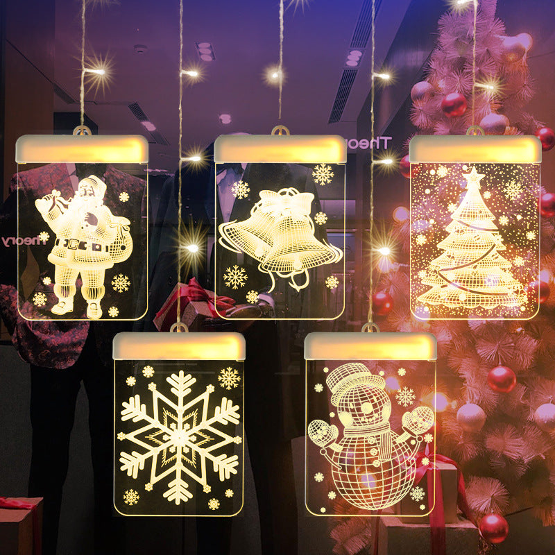 Christmas Hanging Bell and Snowflake String Lights - Festive Decor