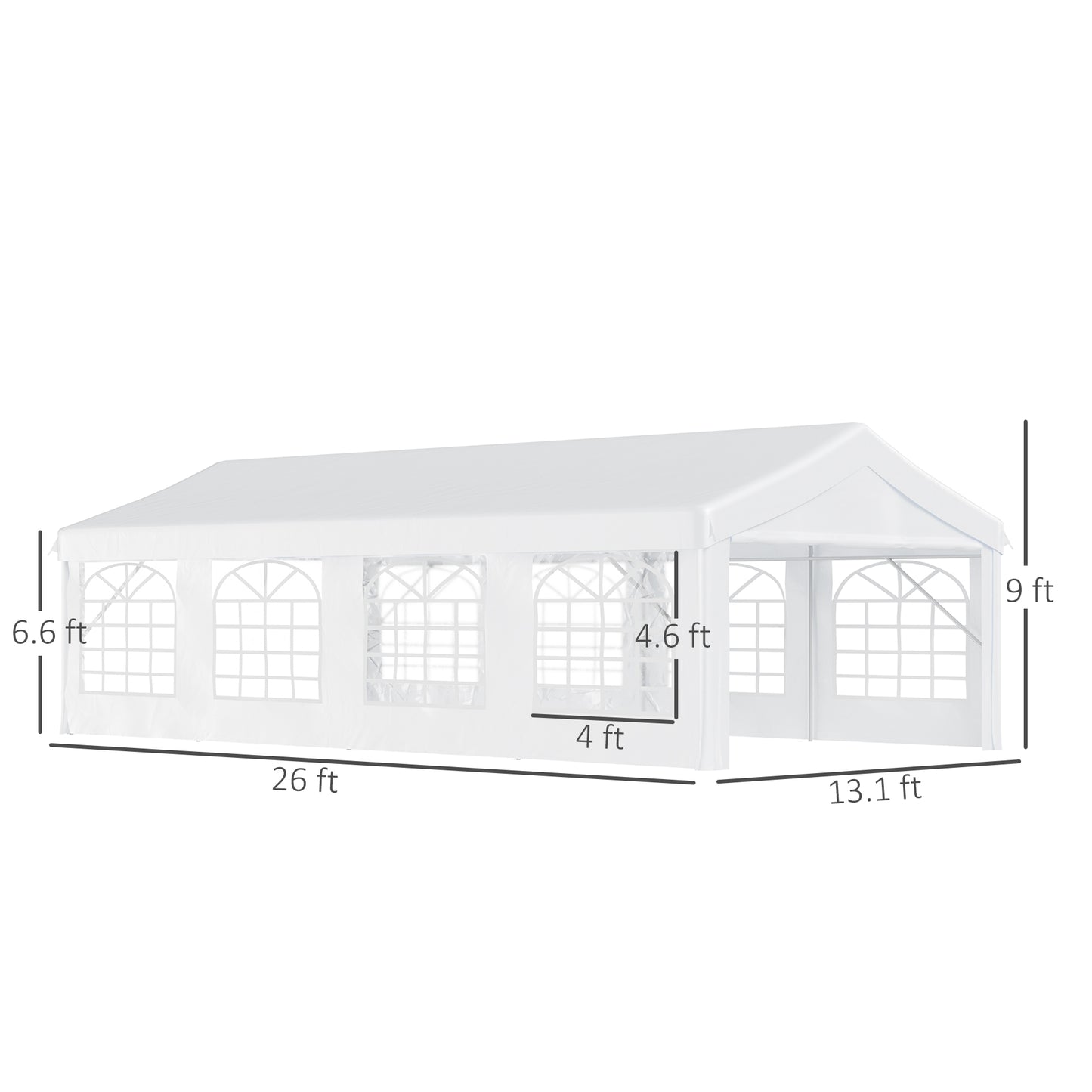 Heavy Duty Outdoor Party Tent 13x26 ft with Sidewalls & Windows