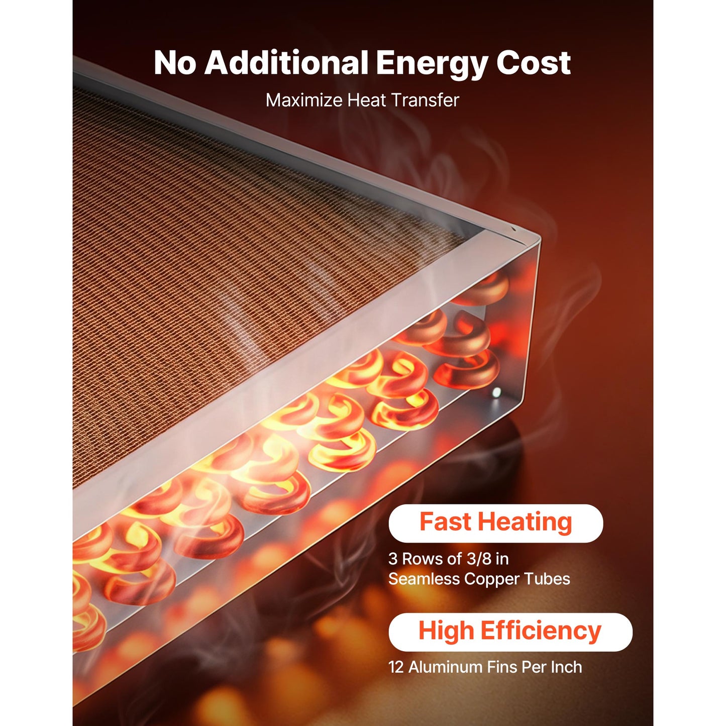 Water To Air Heat Exchanger 22x22 In Finned Tube HVAC Copper & Aluminum Coil 190K BTU