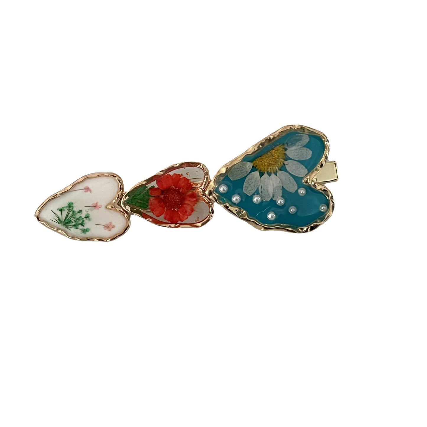 Retro Flower Pearl Hair Clip for Women - Heart-Shaped Hair Accessory