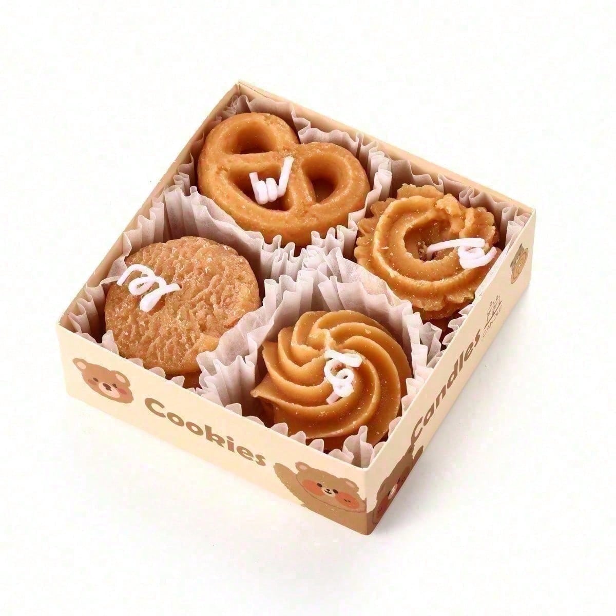 Cookie Shape Scented Candle Set - 4PCS Coffee Milk Aroma