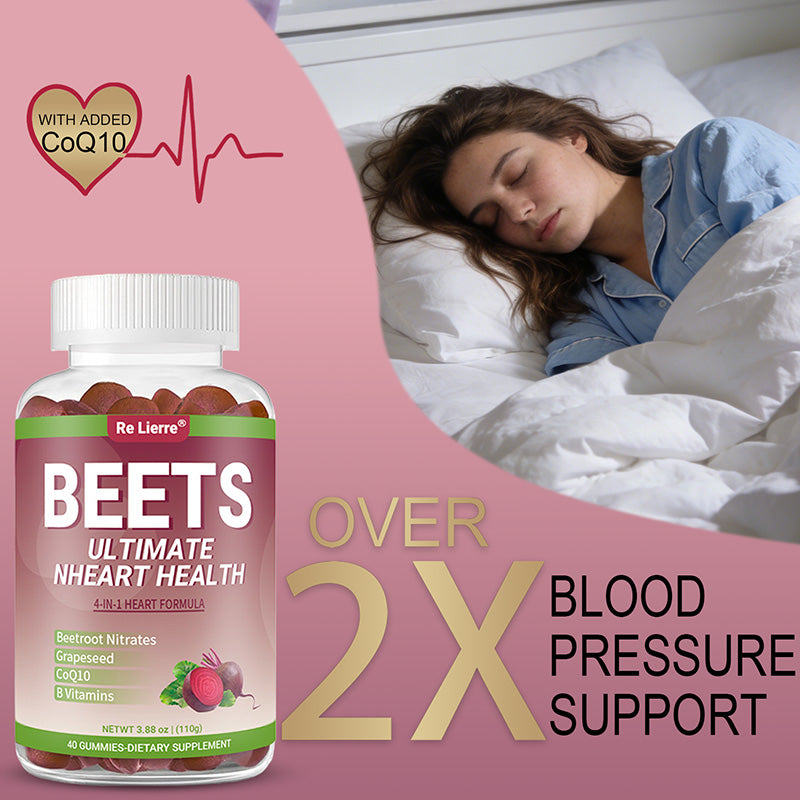 Beet Root Heart Health Gummies - 4-in-1 Formula with CoQ10 - 40 Count
