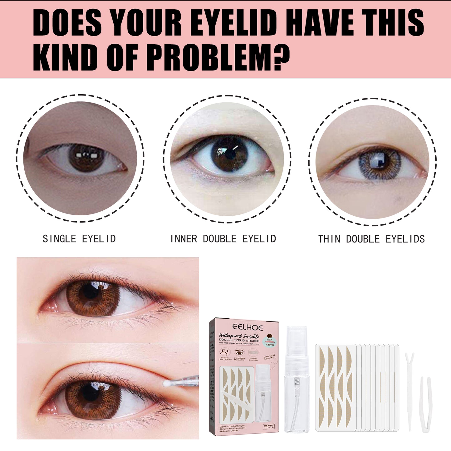 Invisible Lace Double Eyelid Tape - Waterproof Natural Eye Lift Stickers