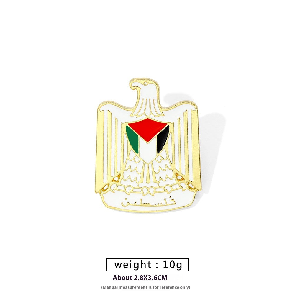 Free Palestine Flag Brooch Pin - Gold & Black Badge for Clothes & Accessories