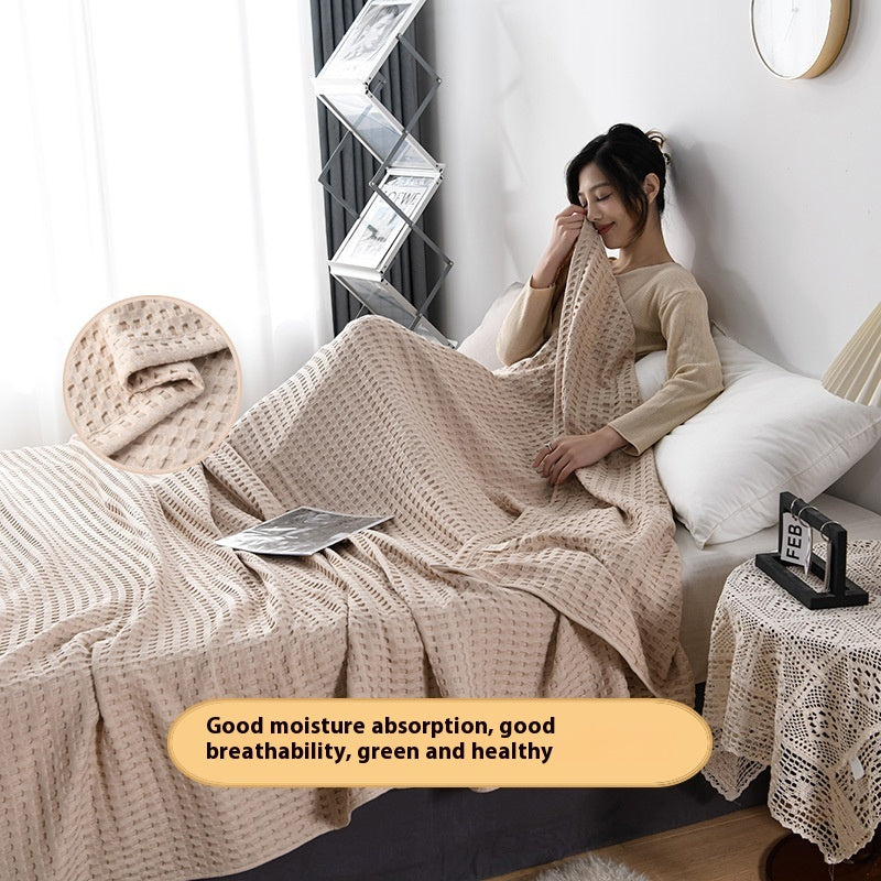 Pure Cotton Waffle Towel Blanket for Bed and Home