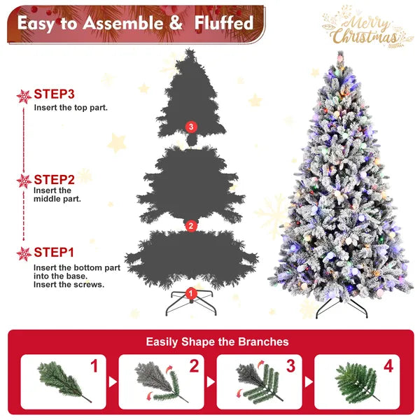 8ft Artificial Christmas Tree with 470L Warm White Lights