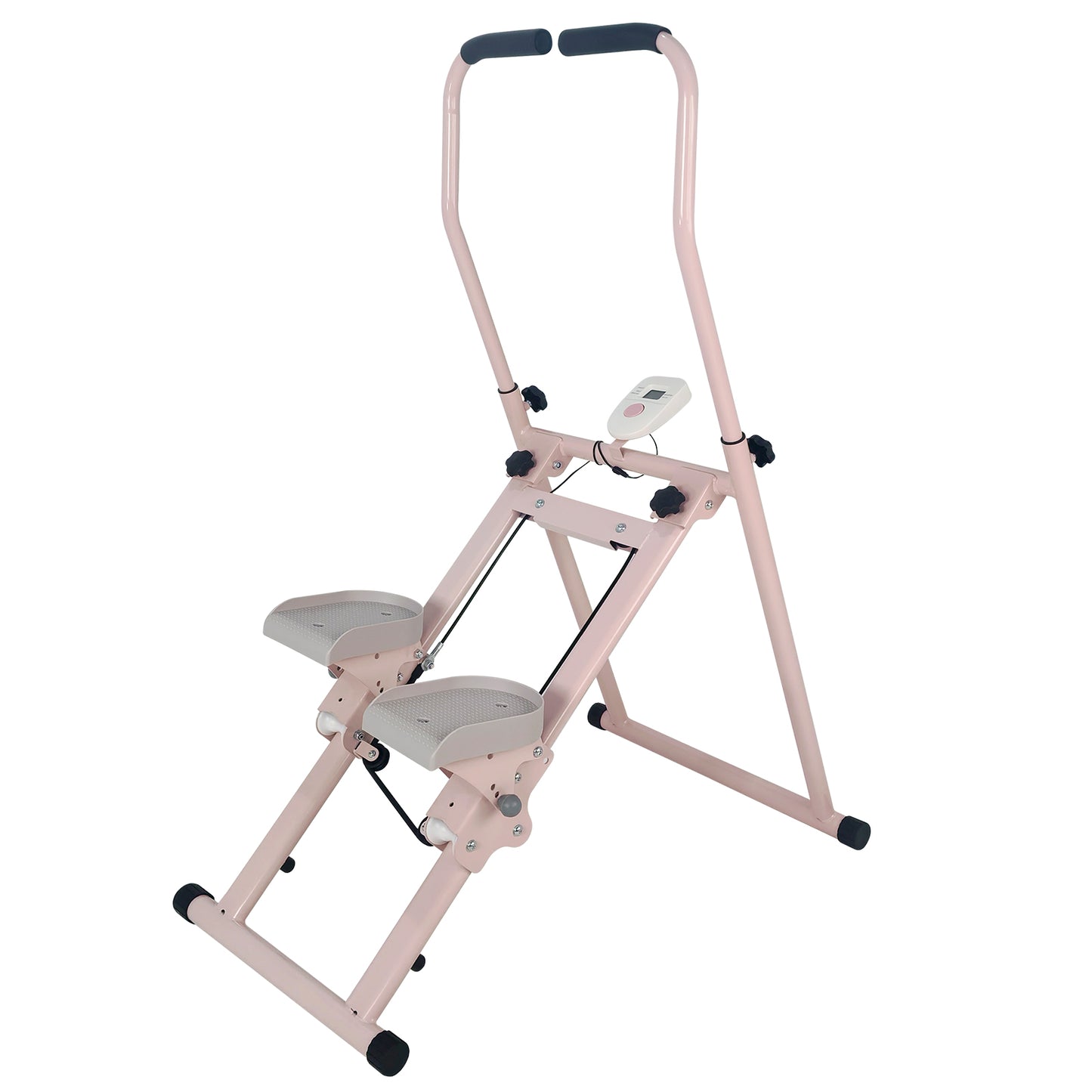 Folding Vertical Stair Stepper Cardio Machine - Pink & White