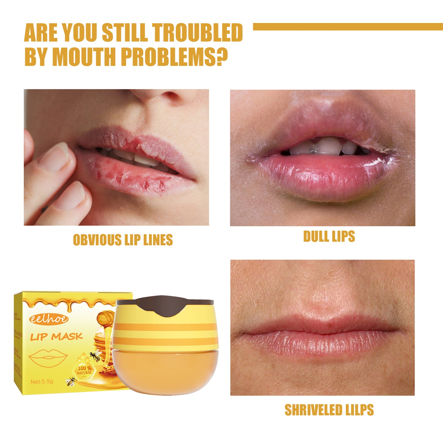 Honey Lip Mask for Dry Lips - Moisturizing & Exfoliating Lip Treatment