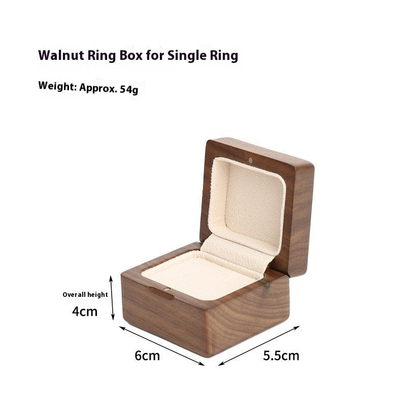 Wooden Ring Box - Solid Walnut or Cherrywood Jewelry Storage Case - Portable Exquisite Design