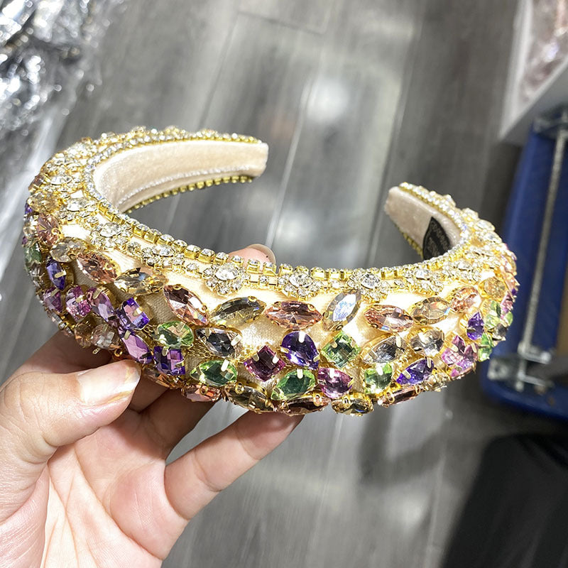 Rhinestone Wide Hair Band - U-Shape Headband